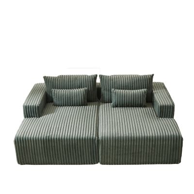 87" Oversized plush corduroy Sectional Lounge Chaise, Reclining Sofa Bed