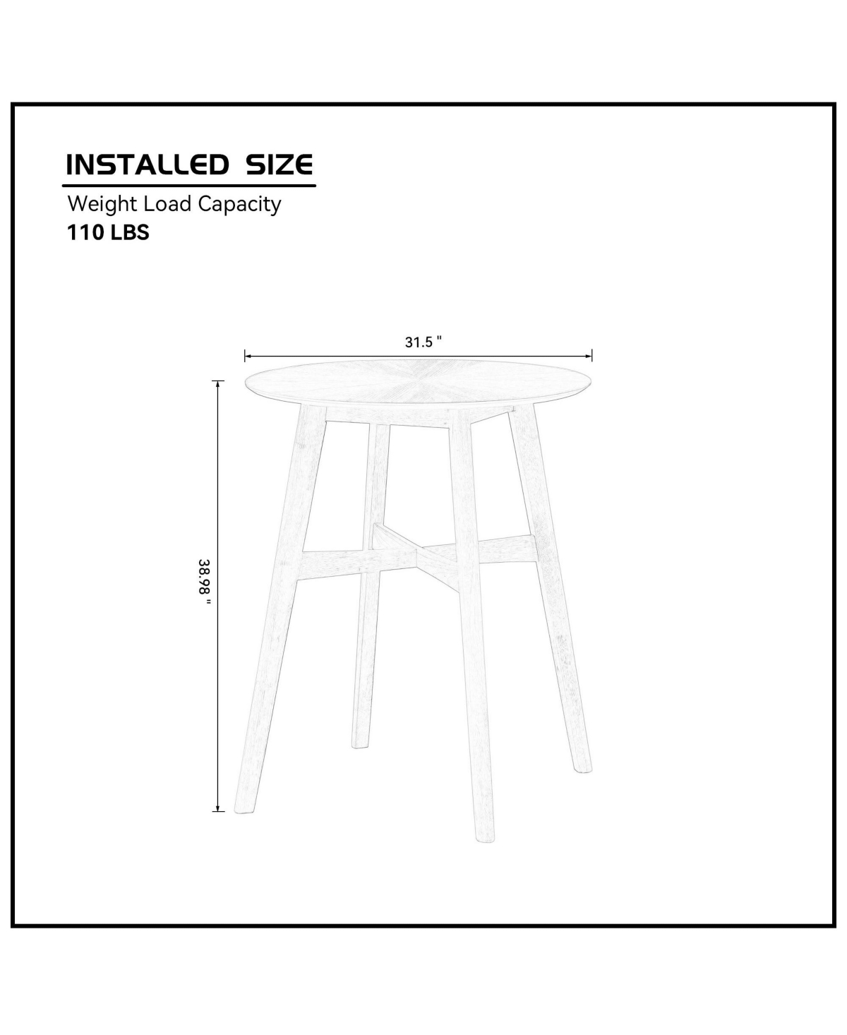 Streamdale Furniture 31.5 Inch Oversize Round Bar Table, Wooden High Top Kitchen Dining Table for Pub,Living Room,Restaurant,Cocktail Bar- Blac