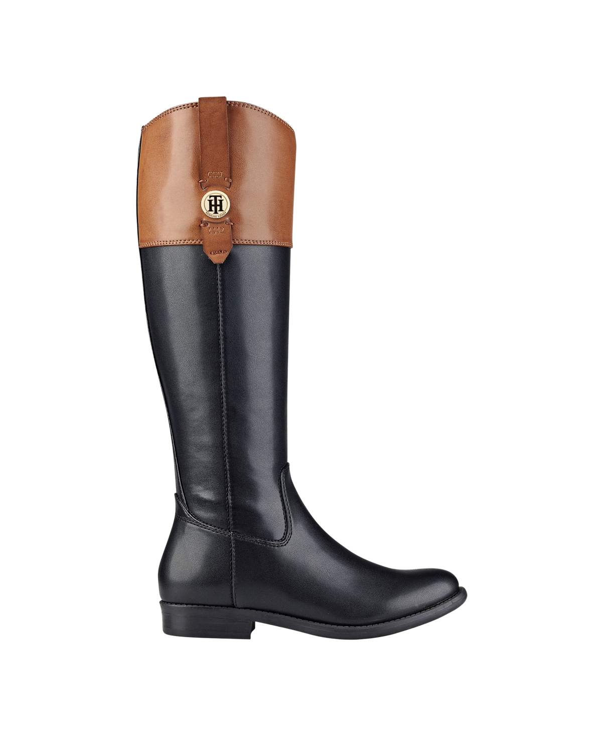 Tommy Hilfiger Women's Shano Riding Style Round Toe Boots In Black,tan