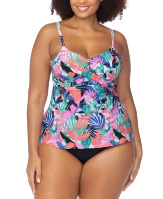 Trendy Plus Size Aries Underwire Tankini Top Costa Ruched Bikini Bottoms