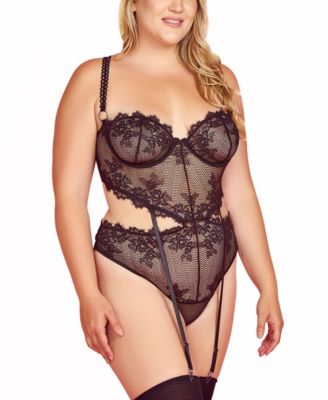 Plus Size Underwire Lace Bodysuit 