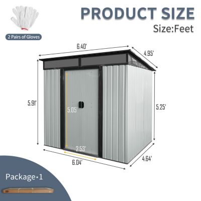 6ft x 5ft Metal Storage Shed with Lock
