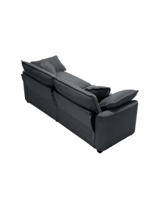 Modern Fabric Living Room Sofa Two Piece Set, Two 2-Seater Sofas with 8 Cushion Upholstery Large Deep Seat Recliner, Grey Corduroy Fabric