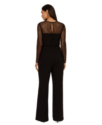 Women's Sequin-Mesh Wide-Leg Jumpsuit