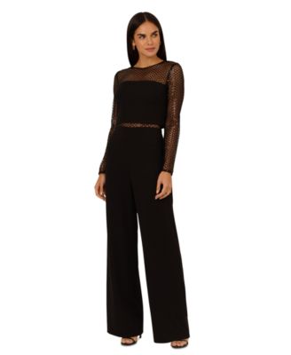 Women's Sequin-Mesh Wide-Leg Jumpsuit