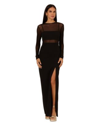 Women's Mesh-Panelled Column Gown
