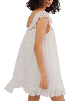 Free People Women's Olivia Lace-Inset Flutter-Sleeve Dress - Macy's