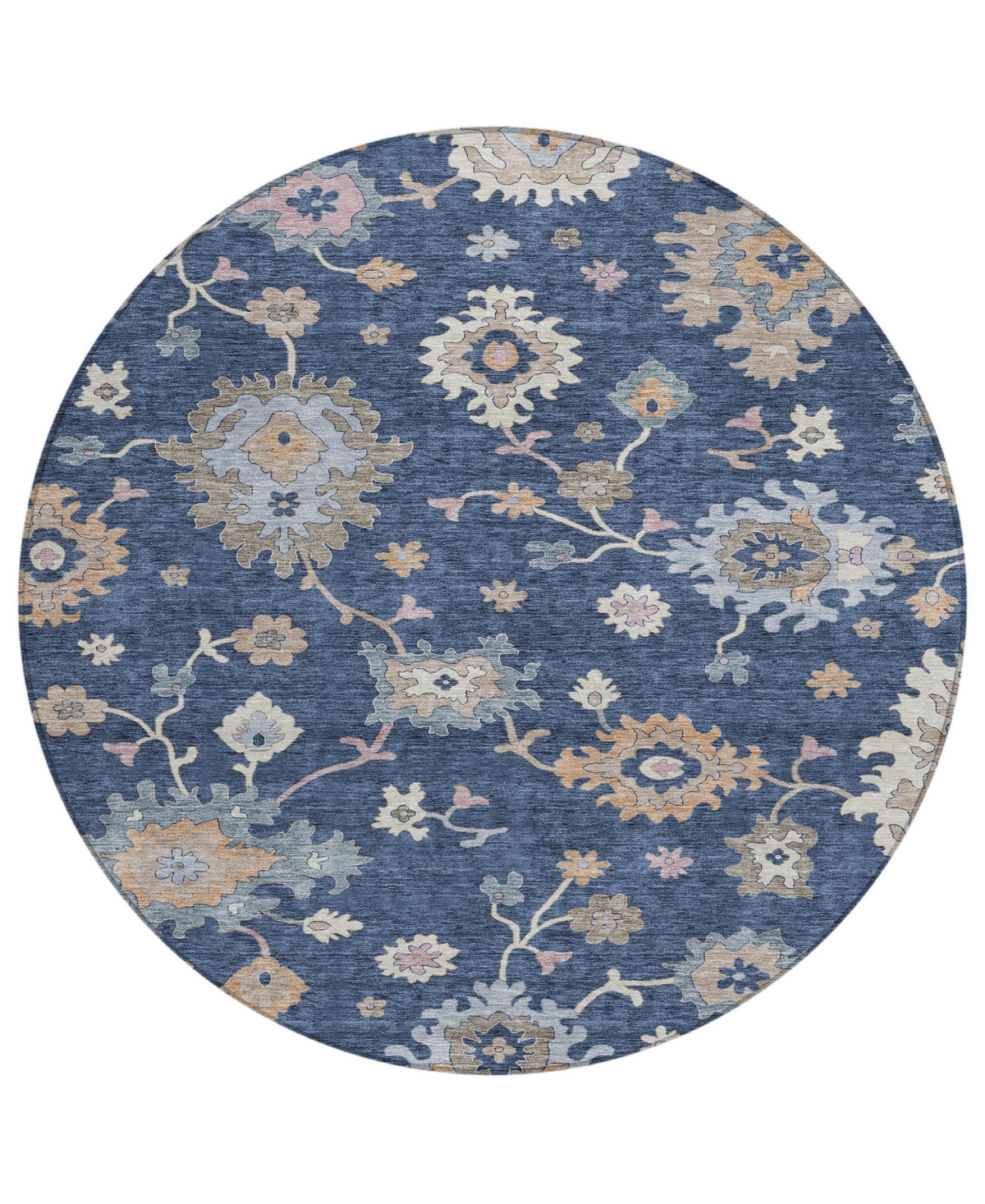 Addison Chantille Machine Washable Acn1218 8'x8' Round Area Rug In Navy