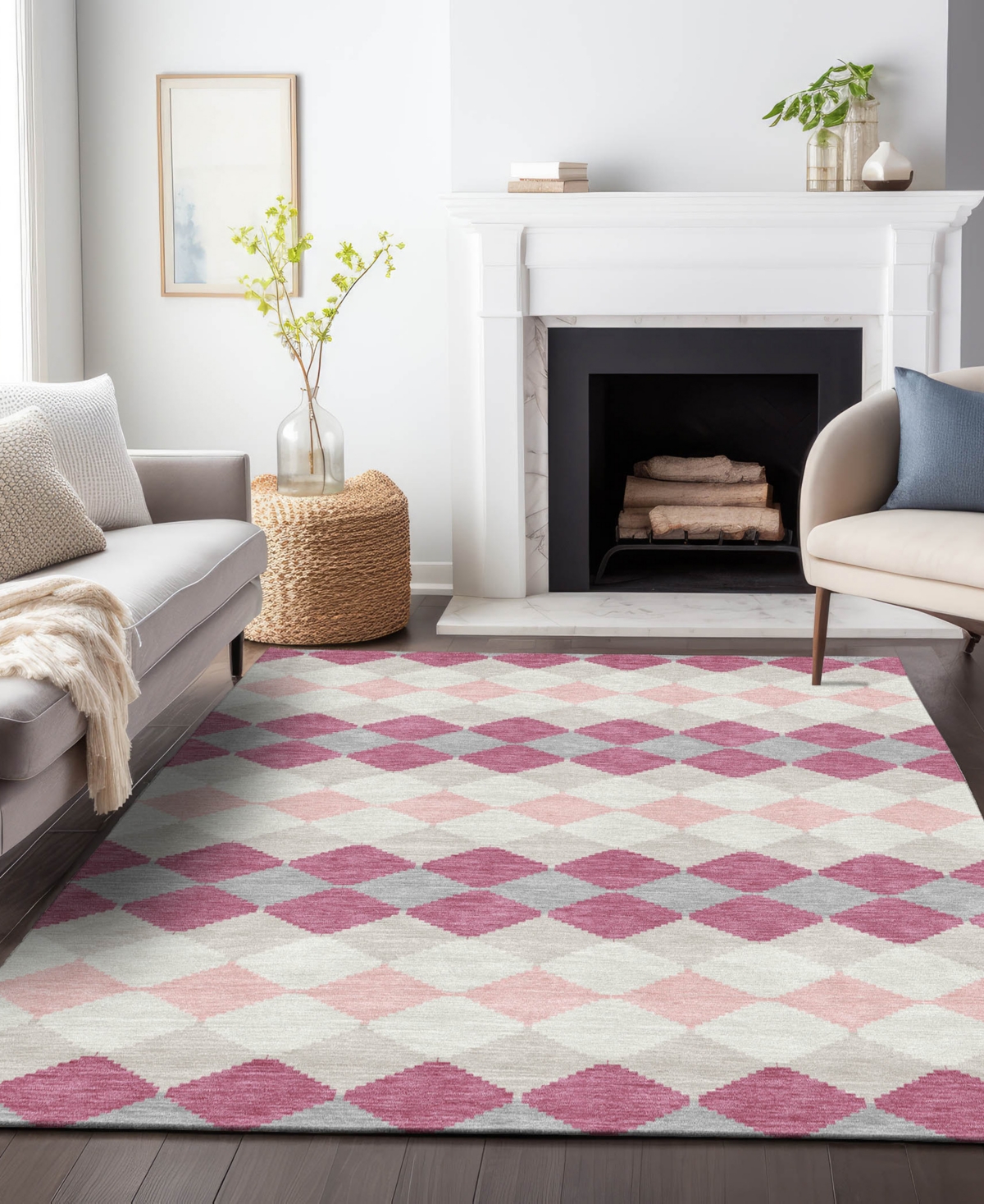 Addison Chantille Machine Washable Acn1007 5'x7'6" Area Rug In Pink