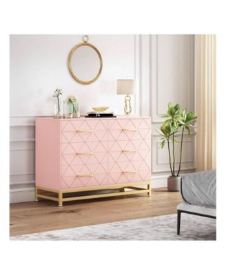 Dresser For Bedroom With 6 Drawer Double Dressers, Modern Wooden Dresser Chest, Beside Table For Closet, Nursery, Living Room