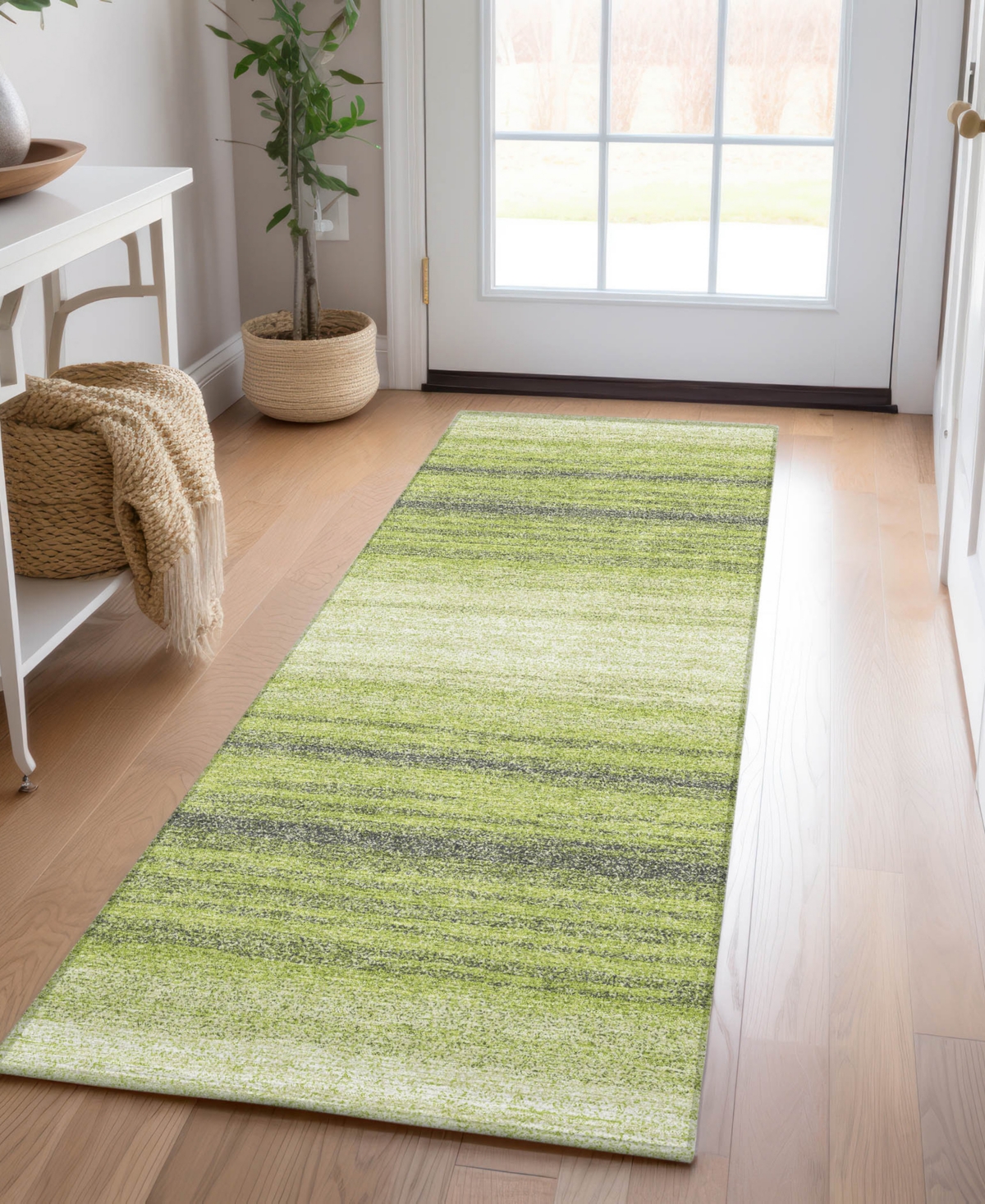 Addison Chantille Mahine Washable Acn1033 2'3"x7'6" Runner Area Rug In Lime