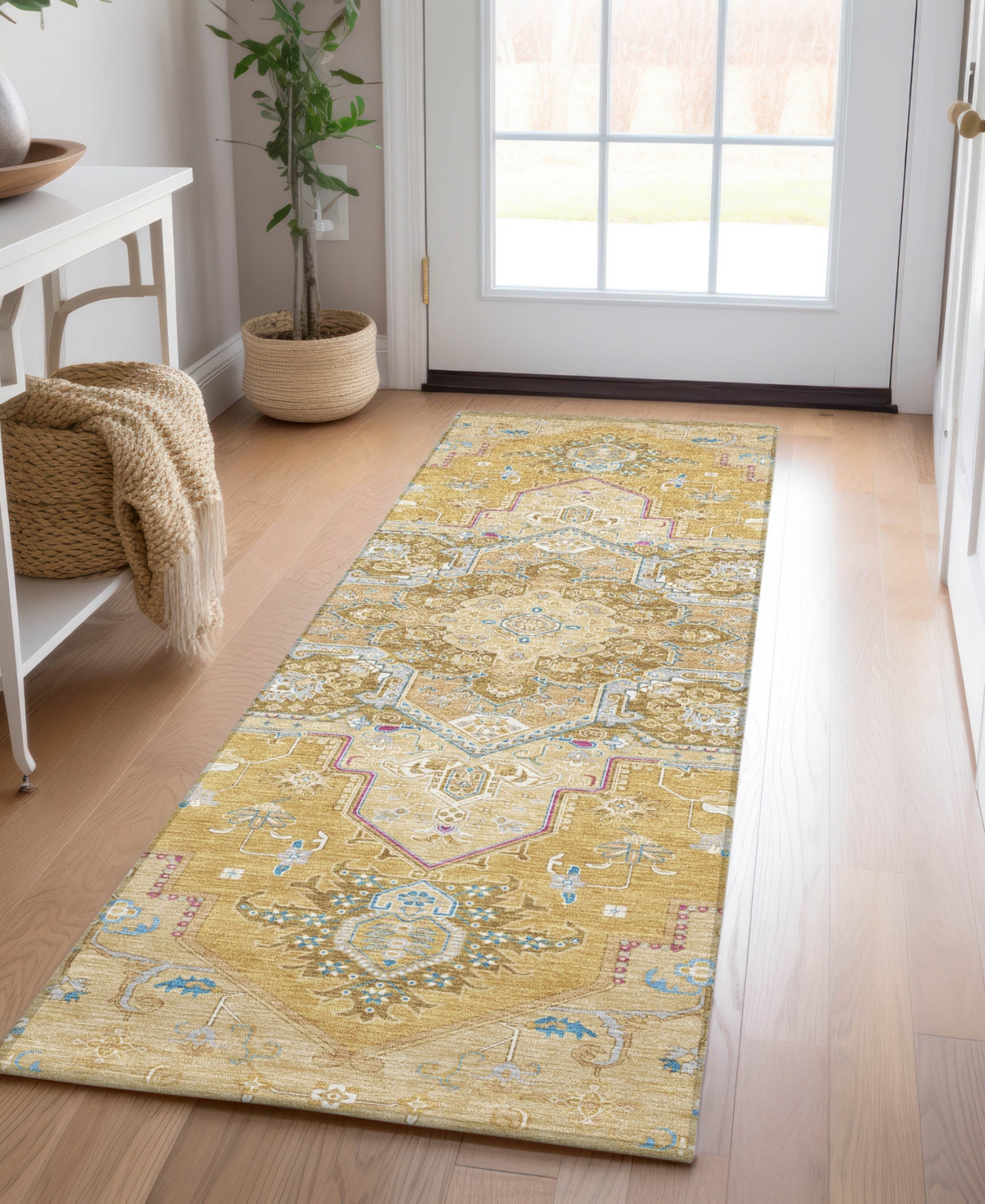 Addison Chantille Mahine Washable Acn1036 2'3"x7'6" Runner Area Rug In Gold