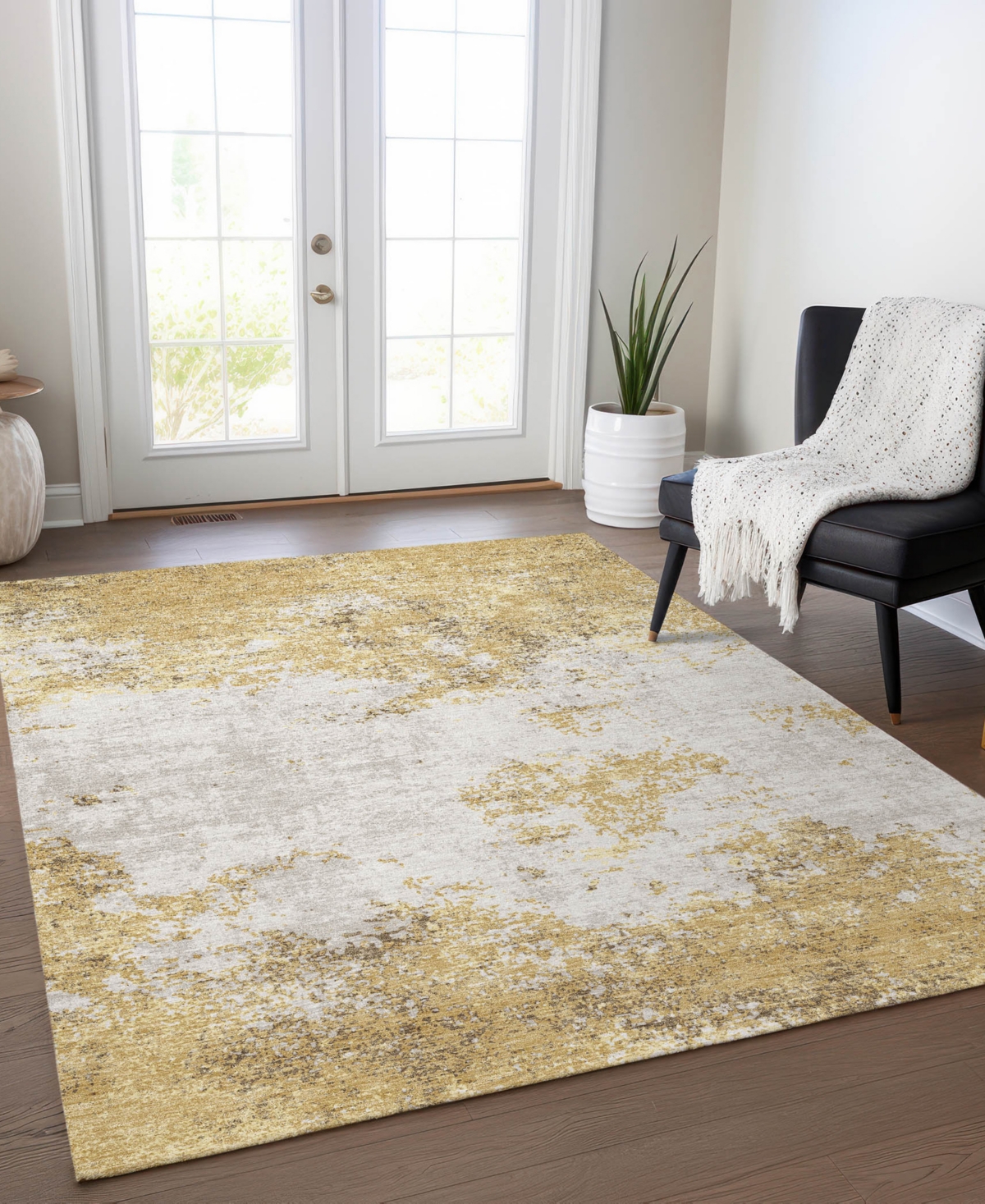 Addison Chantille Mahine Washable Acn1027 5'x7'6" Area Rug In Gold