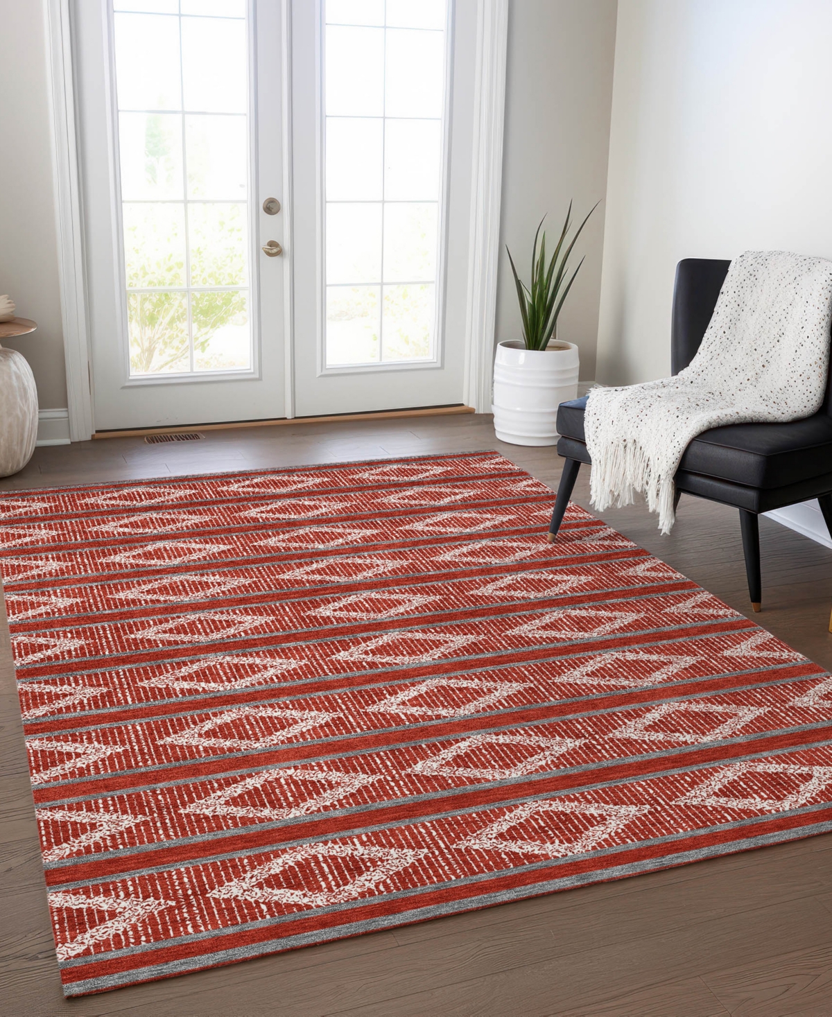 Addison Chantille Mahine Washable Acn1029 9'x12' Area Rug In Red