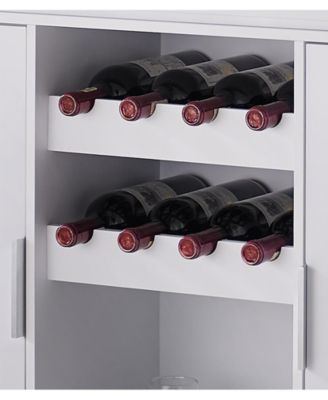 Neiman Buffet Sideboard Wood Wine Rack Cabinet Table with 2 Wine Shelf to Hold 8 Bottles