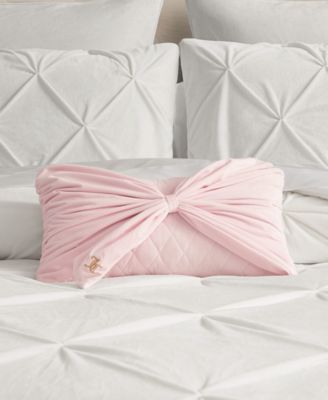 Velvet Bow Decorative Pillow, 10" x 18"