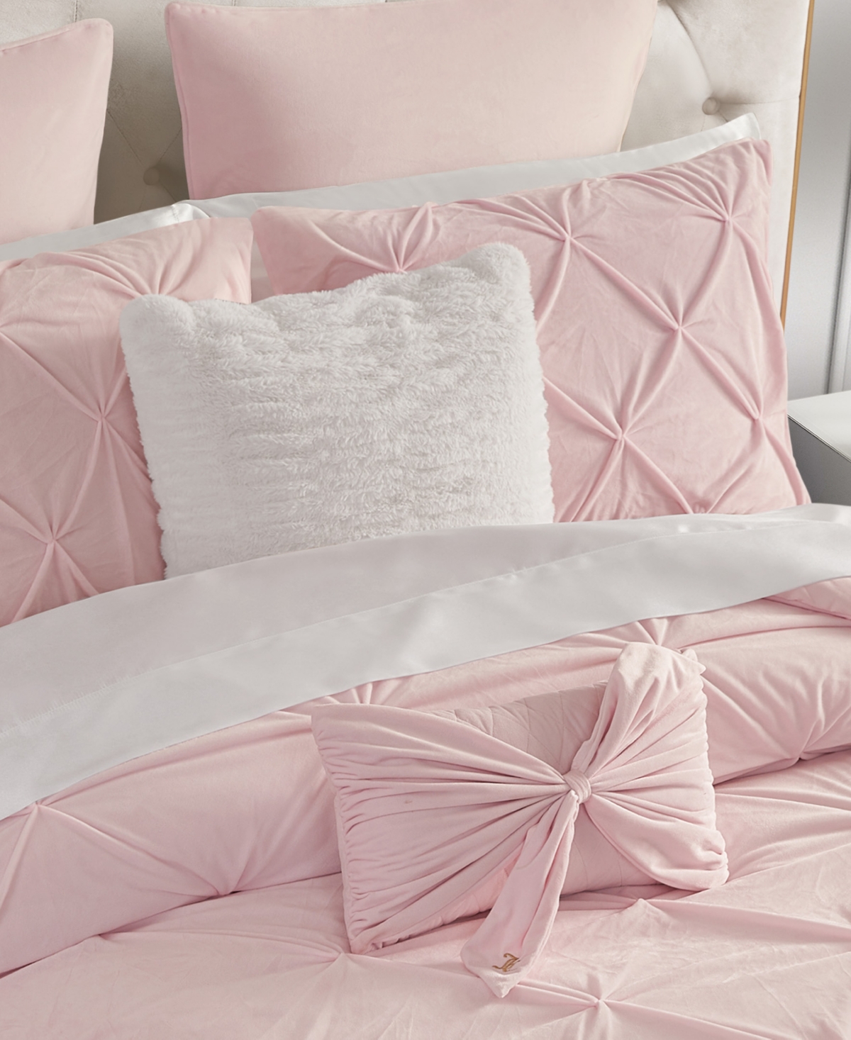 Juicy Couture Pleated Faux Fur Decorative Pillow,
