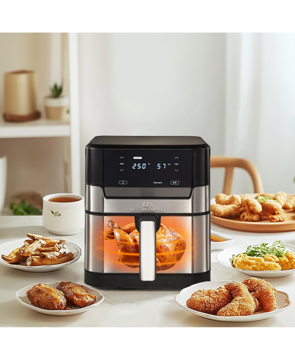Uber Appliance Air fryer Xl Premium - Stainless Steel - Pfoa/Ptfe Free Ceramic non stick