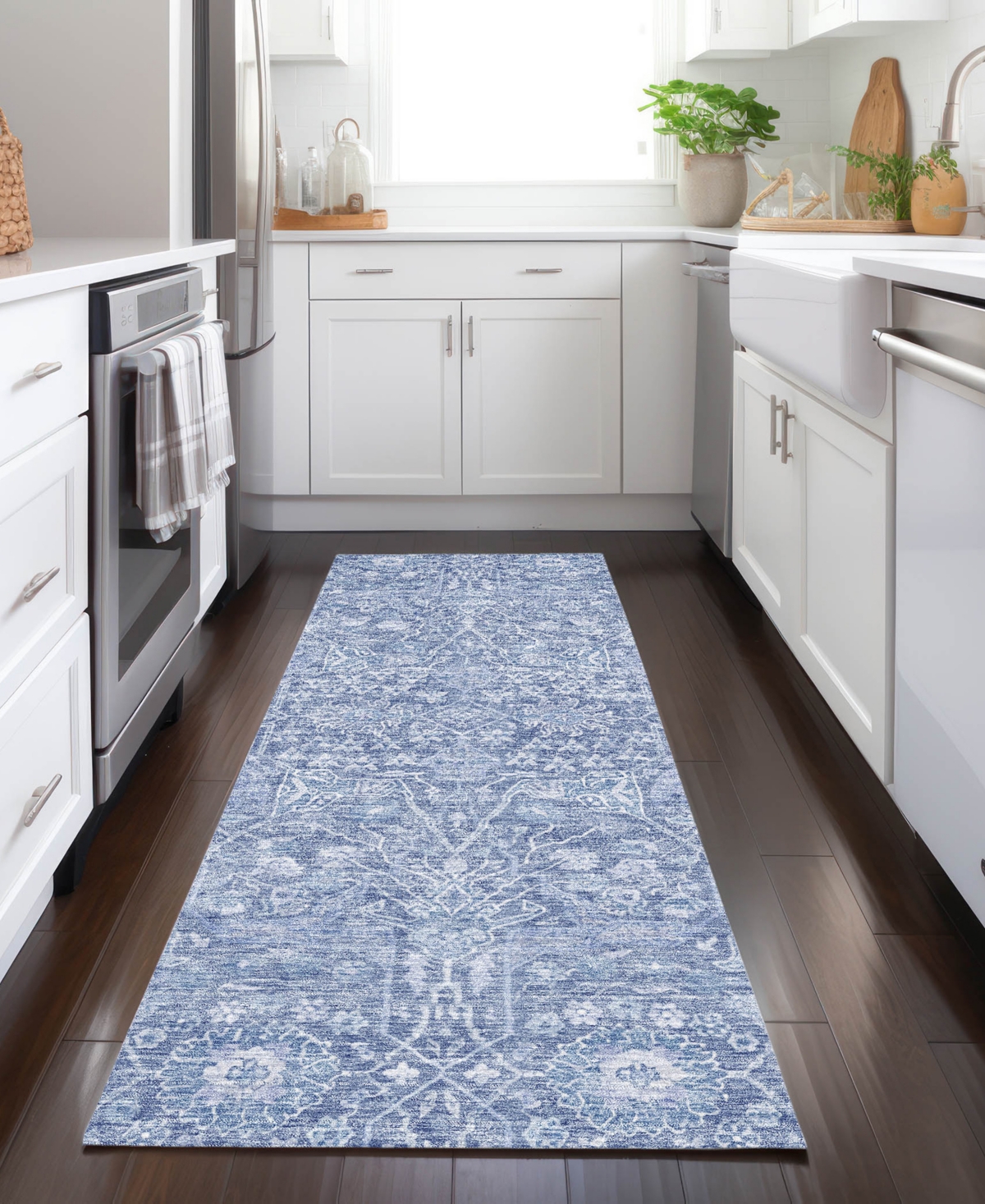 Addison Chantille Machine Washable Acn1133 2'3"x7'6" Runner Area Rug In Denim