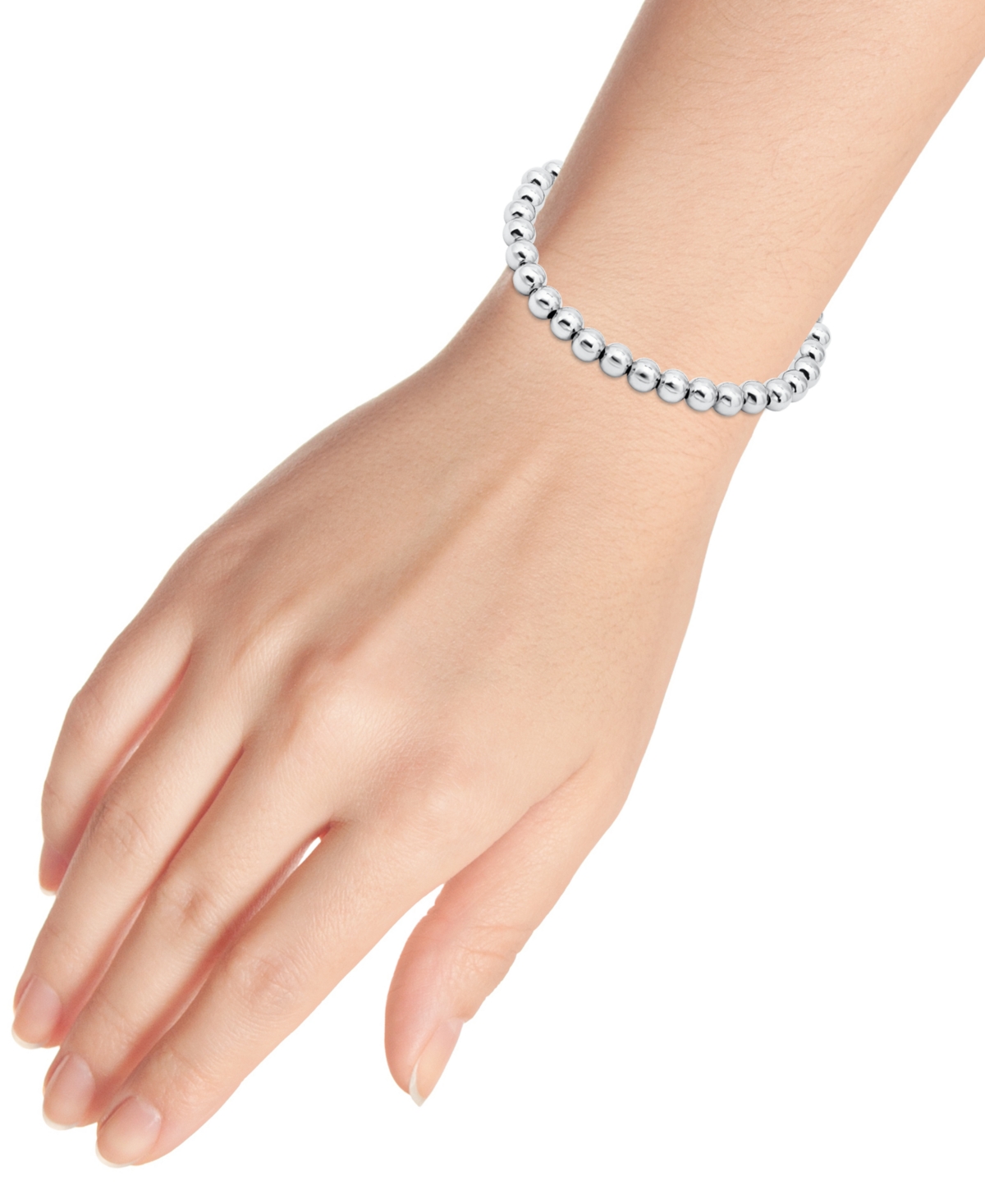 GIANI BERNINI POLISHED BEADED STRETCH BRACELET (6MM) IN 18K GOLD OVER STERLING SILVER, EXCLUSIVELY AT MACY'S 