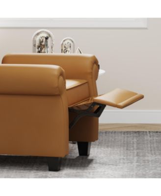 Modern Tufted Push Back Armchair Technical Leather Chair, Adjustable Single Sofa Chair with Sturdy Wood Legs for Bedroom, Living Room, Small Space(Color:ORANGE)