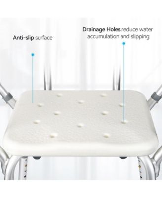 Shower Seat, Adjustable Height Shower Chair, with Padded Armrests and Back, Inside Shower Seat Support 350 Lb Capacity, Slip Resistant Shower Seat for Bathtub