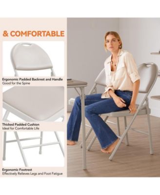  4 Pack, Metal , Portable  Chairs with Cushions and Non-Slip Feet Pads for Home and Office, Indoor and Outdoor Events