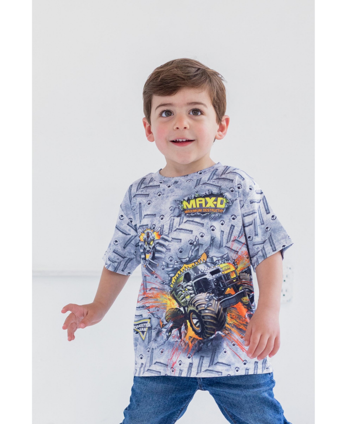 Monster Jam Toddler Boys 3 Pack T-Shirts -/ grey / purple