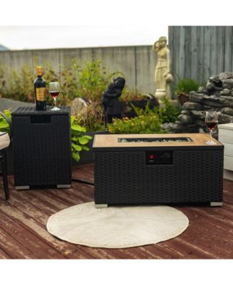 Streamdale Rattan Fire Pit Table with Tile Top