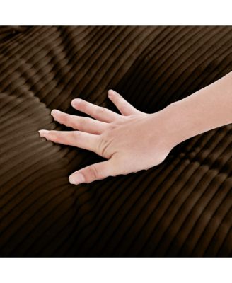 Sectional Sofa Comfy Corduroy Couch for Living Room with Pillows and Round Armrests, Modern Corduroy Sofa Sleeper Deep Couches with Storage Ottoman (Brown, 2-Seat)