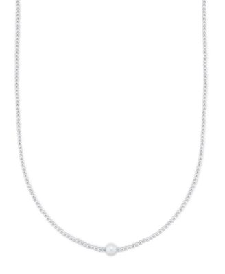Macy's - Cultured Freshwater Pearl (8-8.5mm) Stationed Bead Necklace in 14k Gold over Sterling Silver, 18"