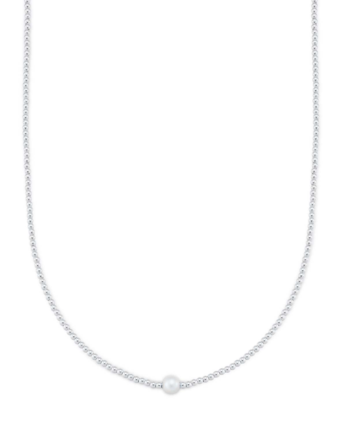 Macy's Cultured Freshwater Pearl (8-8.5mm) Stationed Bead Necklace In 14k Gold Over Sterling Silver, 18" Ma In Sterling Silver