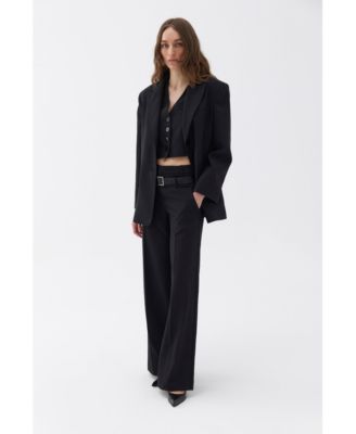 Women's Padded Shoulder Blazer Jacket