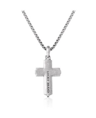 Stainless Steel Cross Necklace for Men 24", Two-Tone Pendant Necklace, Cross Jewelry