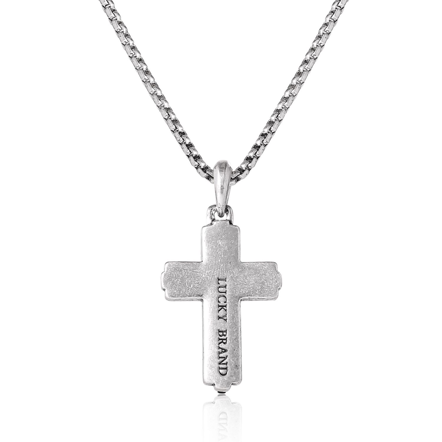 Stainless Steel Cross Necklace for Men 22", Two-Tone Pendant Necklace, Cross Jewelry
