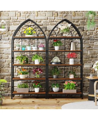 74.8-Inch Tall Bookshelf Set of 2,5-Tier Bookshelf with Metal Frame,Curved Freestanding Display Shelf