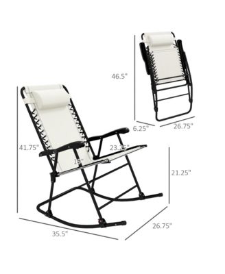 Folding Outdoor Rocking Chair Set of 2 w/ Headrests,