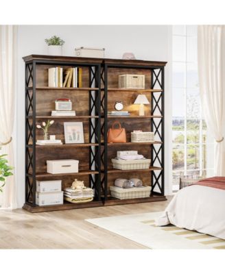 71 Inches 6-Tier Industrial Bookshelves and Bookcases, Floor Standing 5 Shelf Display Storage Shelves Tall Bookcase