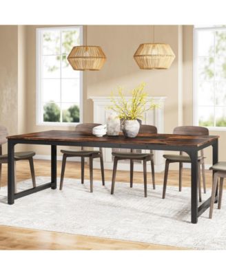 71"x35.4" Industrial Dining Table for 6–8, Rectangular Kitchen Table with Heavy Duty Metal Legs for Dining Room or Living Room