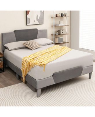 Queen Velvet Upholstered Bed Frame with High Headboard