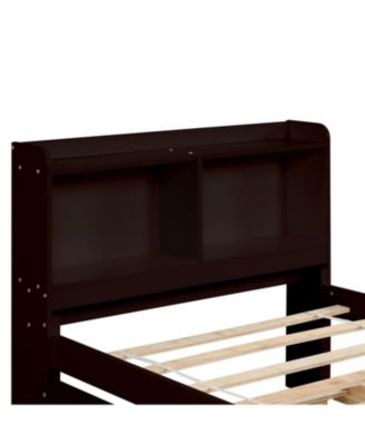 Twin Bed with Trundle and Bookcase - Space-Saving Bedroom Furniture for Sleepovers and Storage