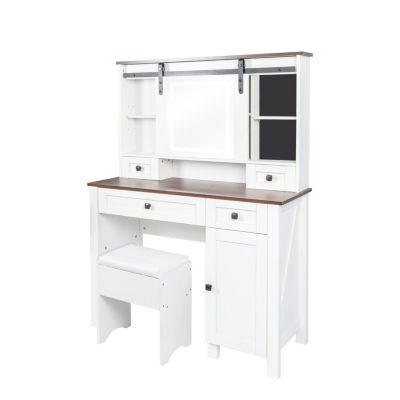 Streamdale Farmhouse Vanity with Mirror, Lights & Storage