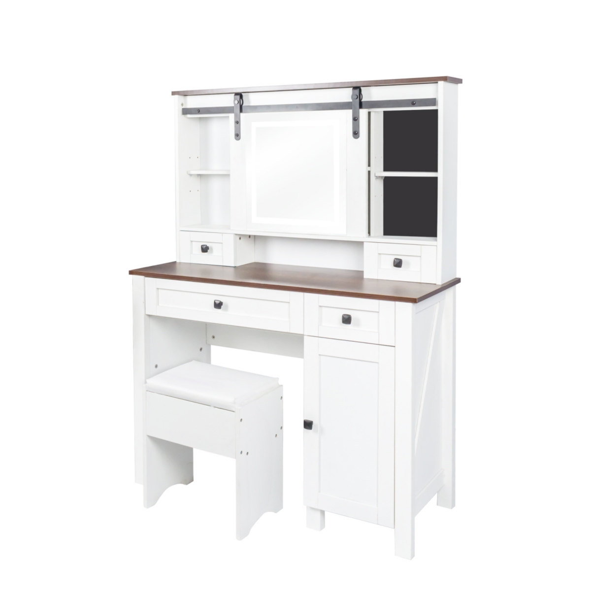 Streamdale Furniture Farmhouse Makeup Vanity with Mirror and Lights,41.73