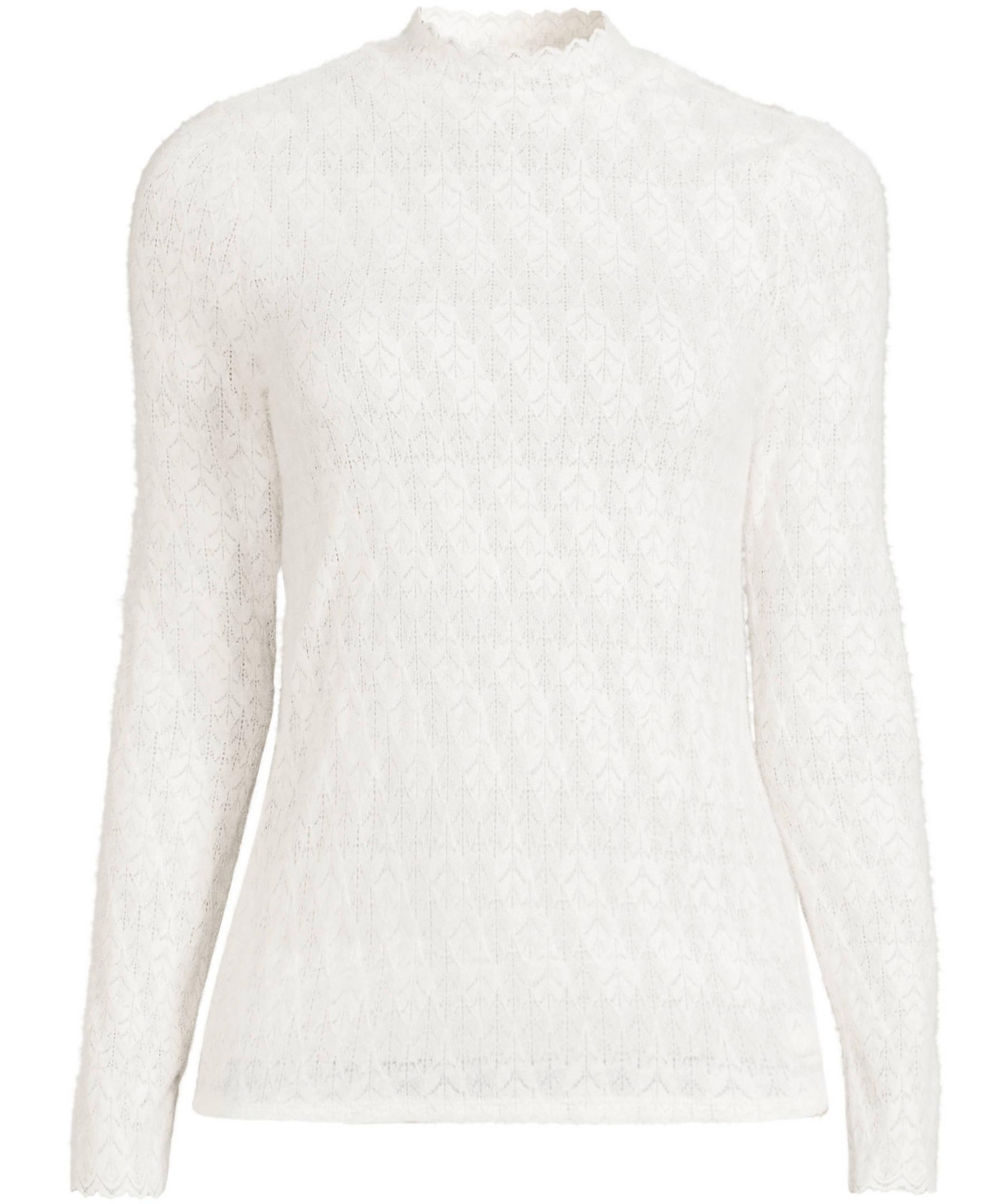 Lands' End Plus Size Long Sleeve Brushed Lace Mock Neck Top