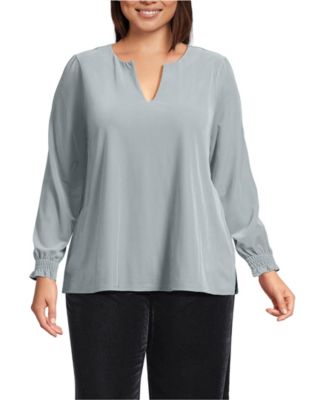 Plus Size Long Sleeve Velvet Blouse