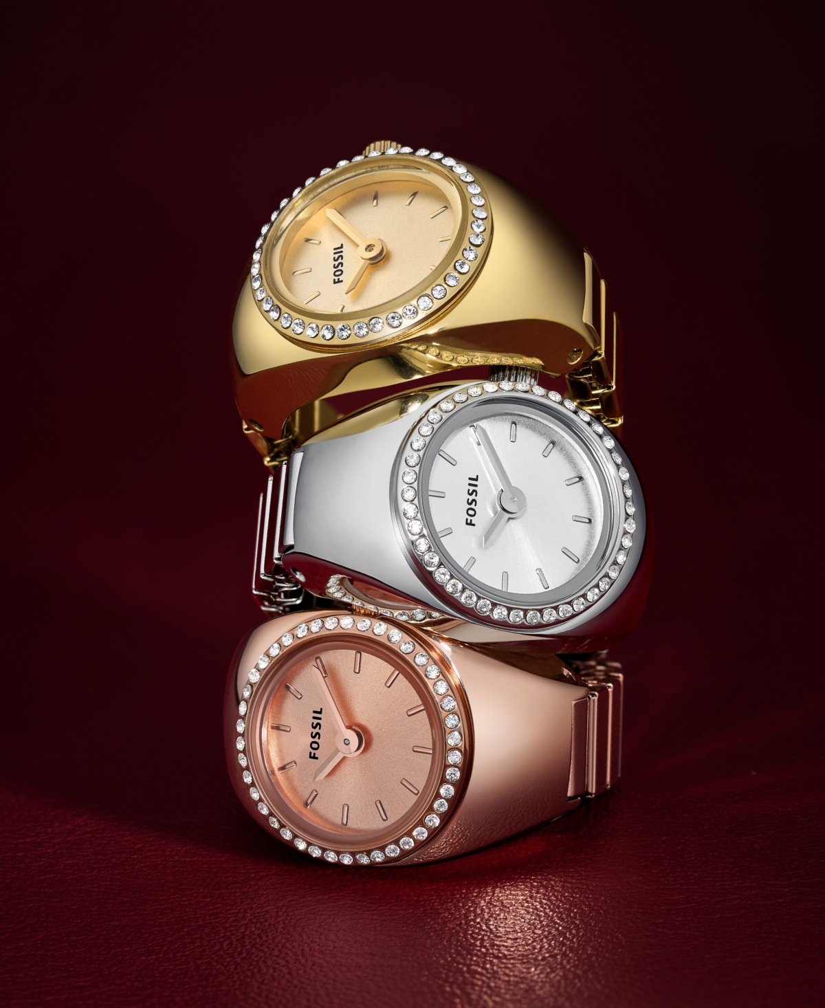 Fossil Women's Watch Ring Two-Hand Silver-Tone Stainless Steel 15mm - Silver-Tone