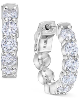 Macy's - Diamond Scalloped Hoop Earrings (2 ct. t.w.) in 14k Gold