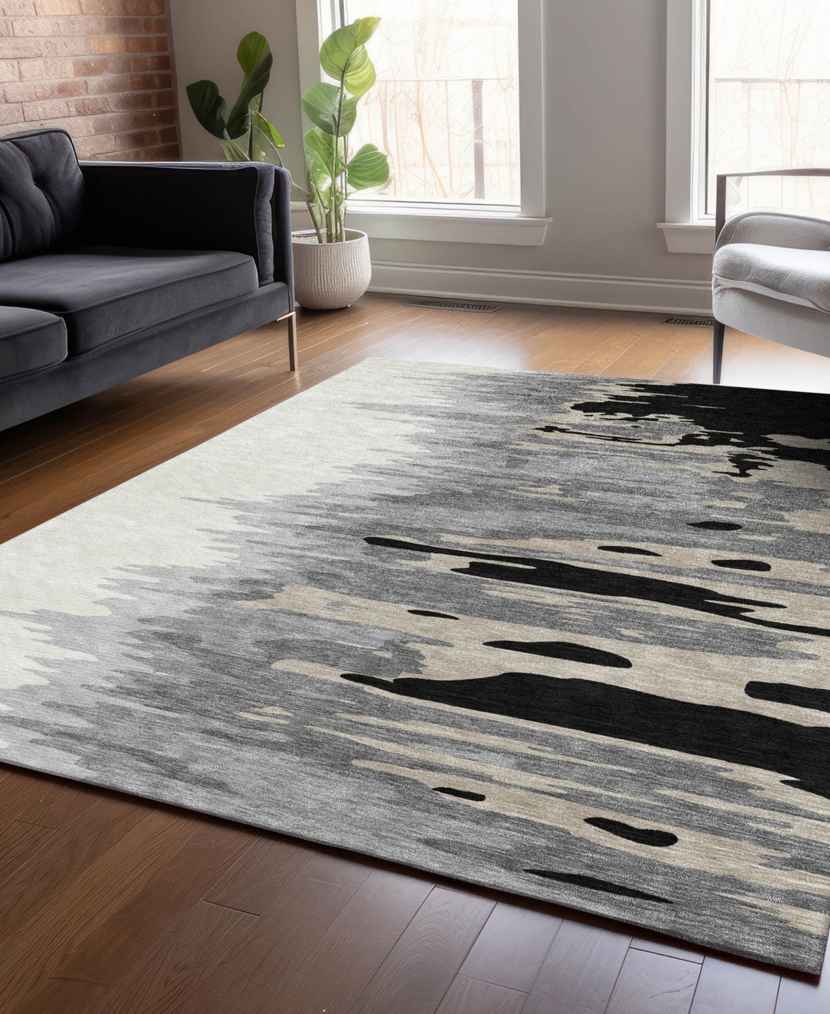 Addison Chantille Mahine Washable Acn1050 5'x7'6 Area Rug In Black