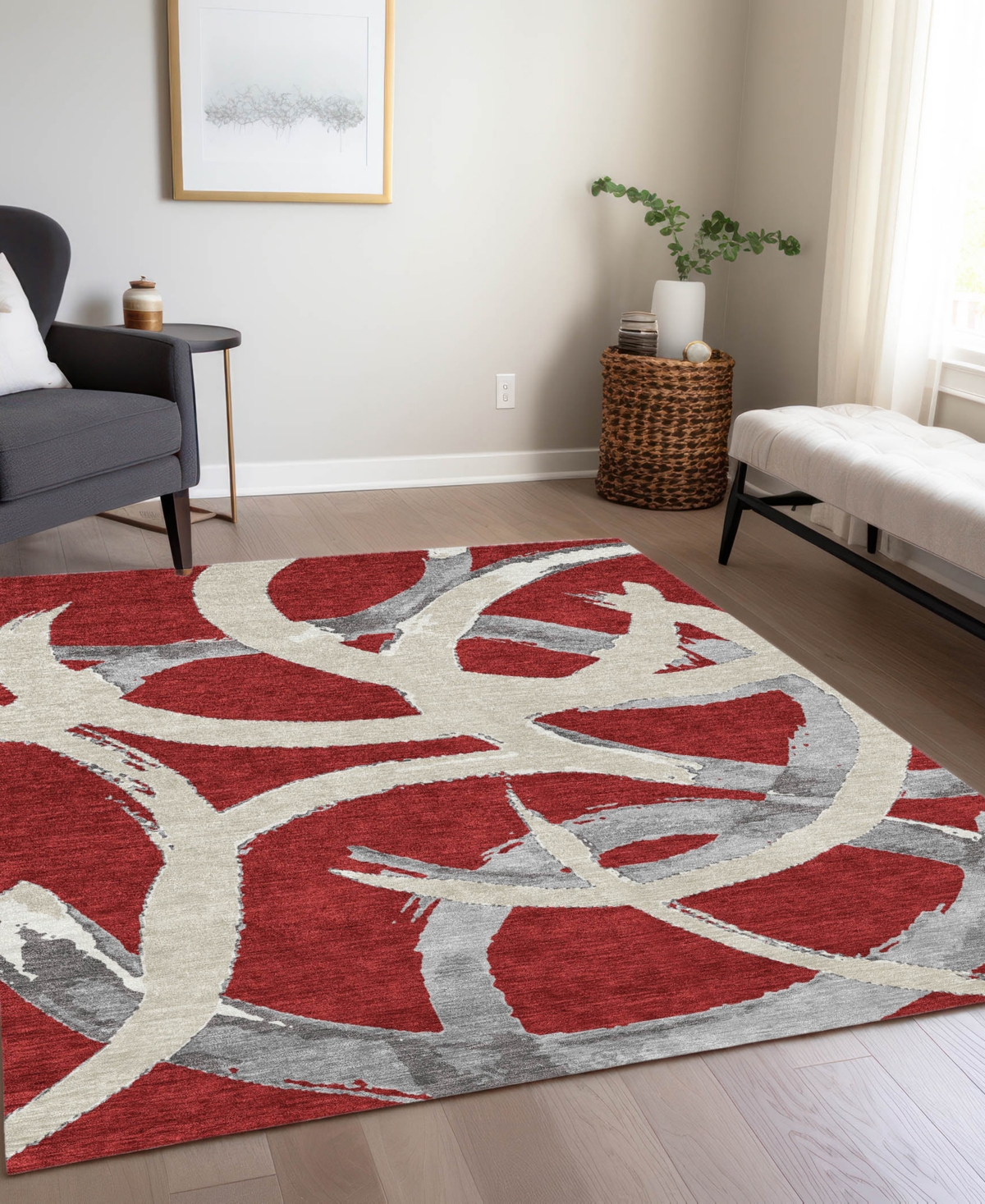 Addison Chantille Machine Washable Acn1022 5'x7'6 Area Rug In Red