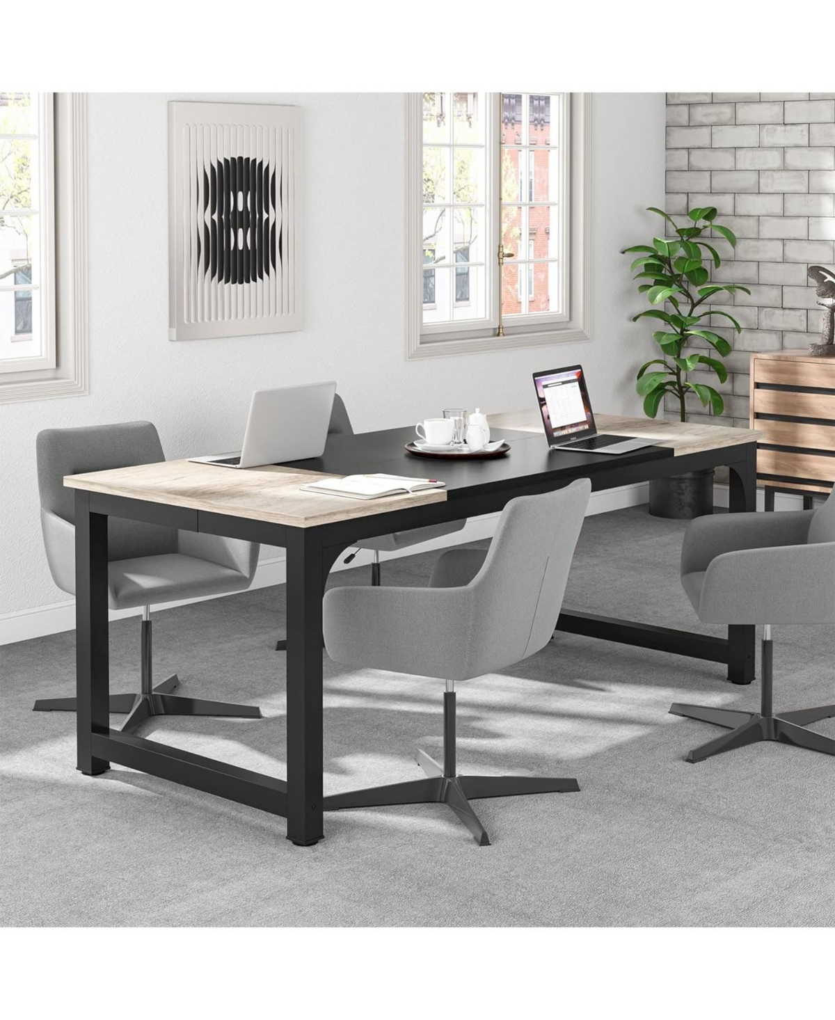 Tribesigns 70.8”Executive Desk, Office Computer Desk with Thicken Frame, Modern Simple Workstation Business Furniture for Home Office - V